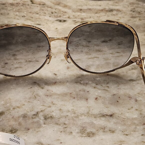 RARE GUCCI RED WHITE BLUE WEB RETRO OVAL GOLD DOUBLE G OVERSIZED SUNGLASSES main image 4